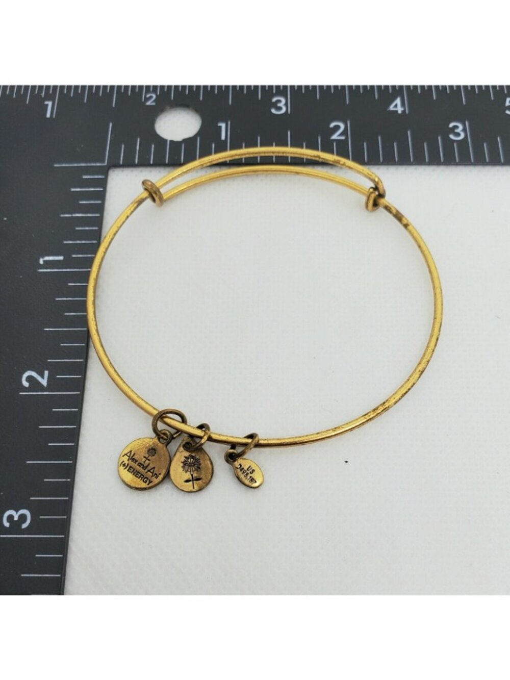 Alex and Ani Bangle Charm Bracelet Goldtone infused +Energy Technology Flower - Picture 10 of 10